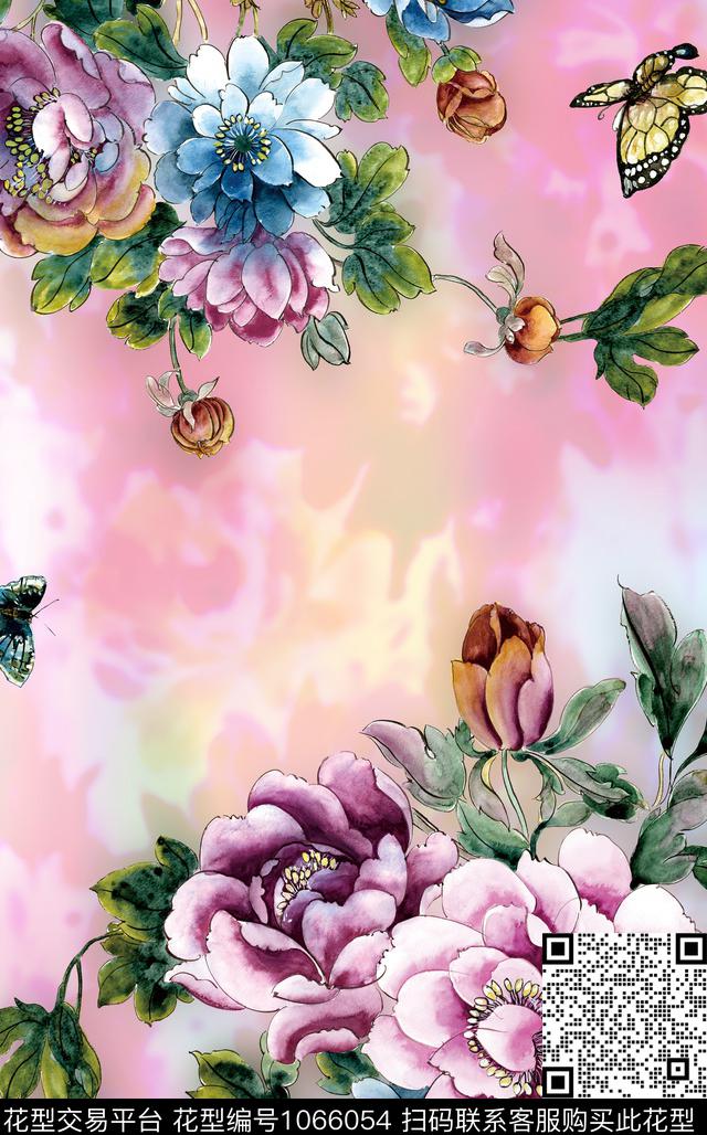 数码华亿平台花卉长巾数码印花华亿平台下载（图片编号: 1066054） - 瓦栏（Walan）