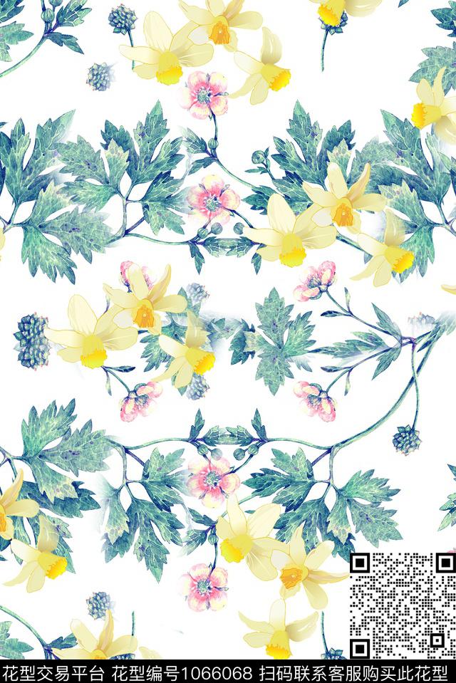 小碎花花卉大牌风传统印花华亿平台下载（图片编号: 1066068） - 瓦栏（Walan）