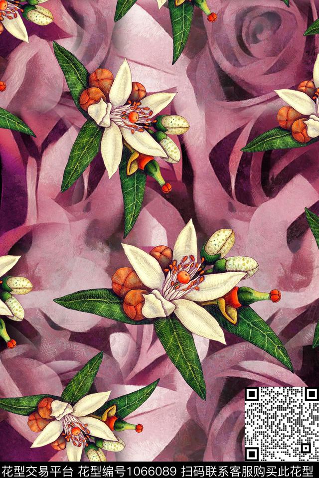 玉兰花小碎花花卉传统印花华亿平台下载（图片编号: 1066089） - 瓦栏（Walan）