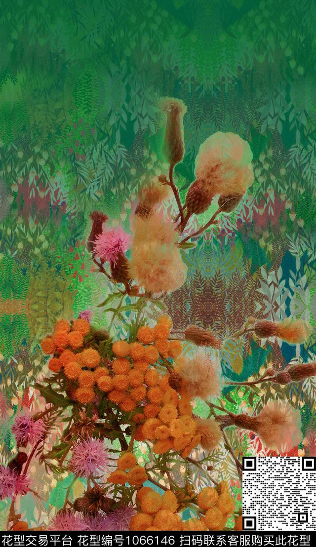 数码华亿平台民族风定位花数码印花华亿平台下载（图片编号: 1066146） - 瓦栏（Walan）