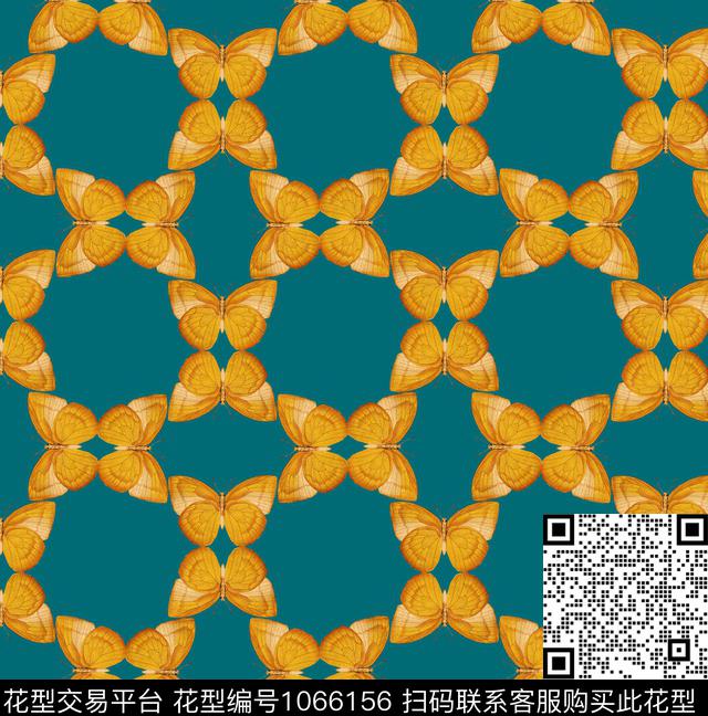 几何蝴蝶手绘蝴蝶数码印花华亿平台下载（图片编号: 1066156） - 瓦栏（Walan）