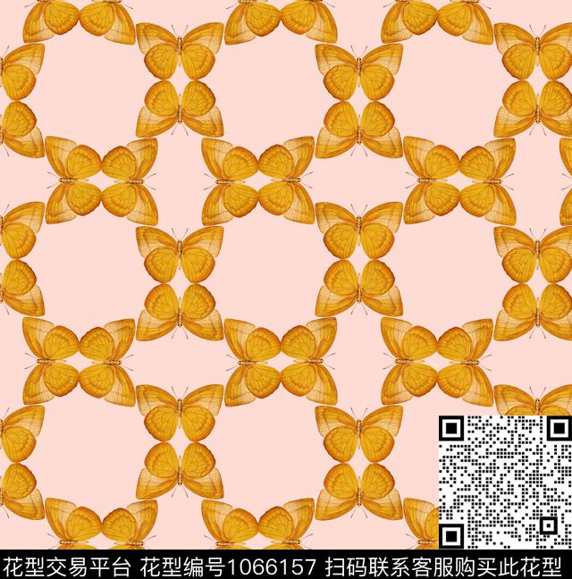 几何蝴蝶手绘蝴蝶数码印花华亿平台下载（图片编号: 1066157） - 瓦栏（Walan）