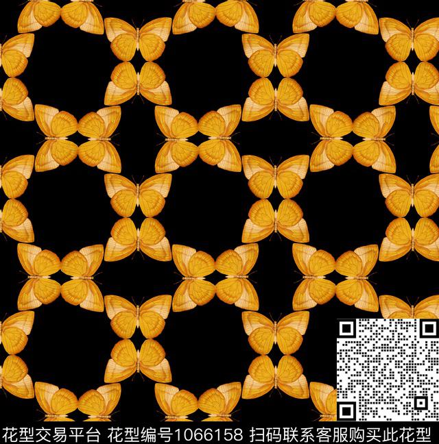 几何蝴蝶手绘蝴蝶数码印花华亿平台下载（图片编号: 1066158） - 瓦栏（Walan）