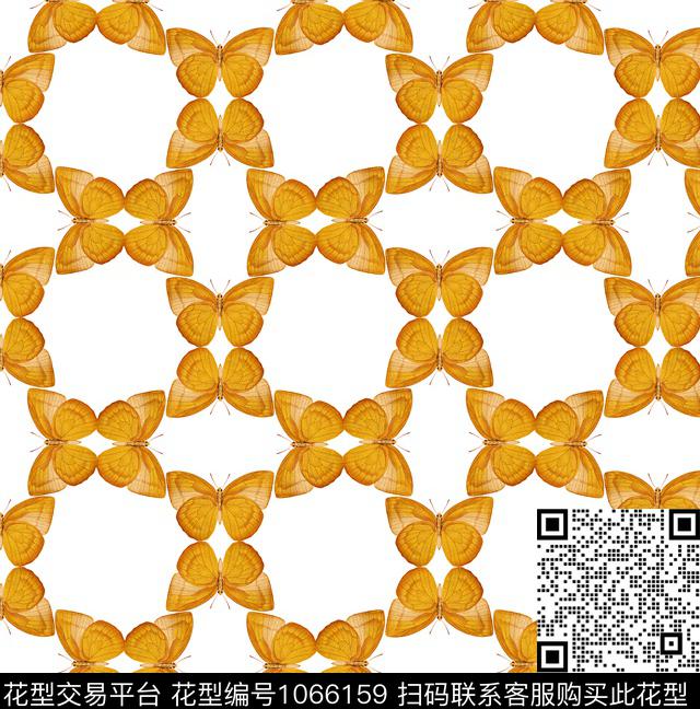几何蝴蝶手绘蝴蝶数码印花华亿平台下载（图片编号: 1066159） - 瓦栏（Walan）