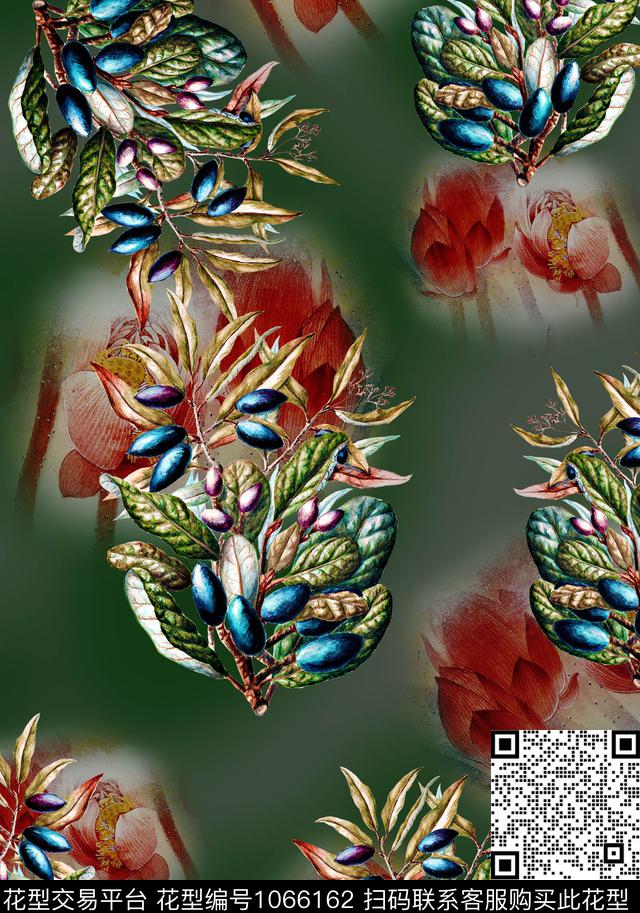 香云纱花卉植物数码印花华亿平台下载（图片编号: 1066162） - 瓦栏（Walan）