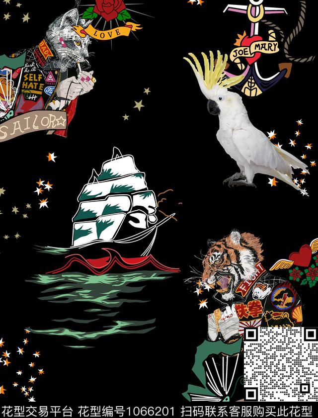 鸟男装动物数码印花华亿平台下载（图片编号: 1066201） - 瓦栏（Walan）