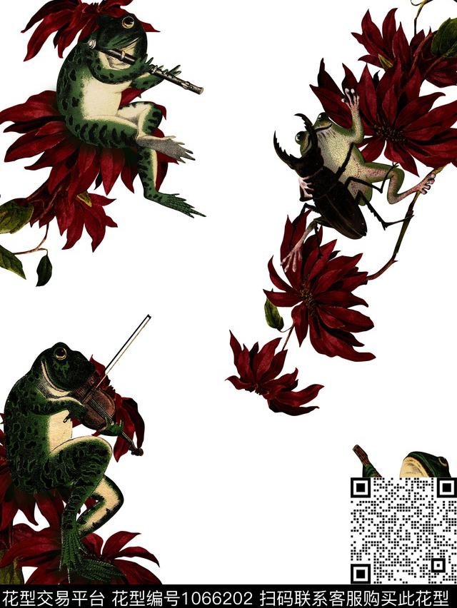 青蛙红花演奏数码印花华亿平台下载（图片编号: 1066202） - 瓦栏（Walan）