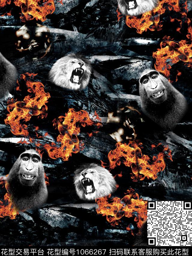 男装复古动物数码印花华亿平台下载（图片编号: 1066267） - 瓦栏（Walan）