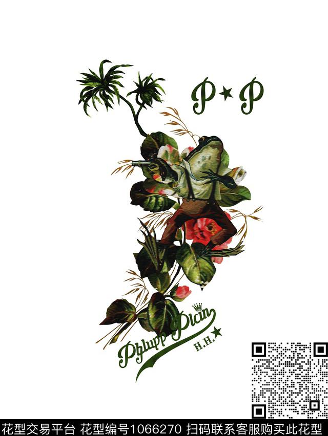 棕榈树花卉拟人青蛙数码印花华亿平台下载（图片编号: 1066270） - 瓦栏（Walan）