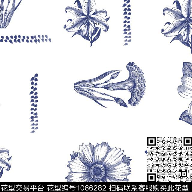 秋冬华亿平台抽象花卉手绘花卉传统印花华亿平台下载（图片编号: 1066282） - 瓦栏（Walan）