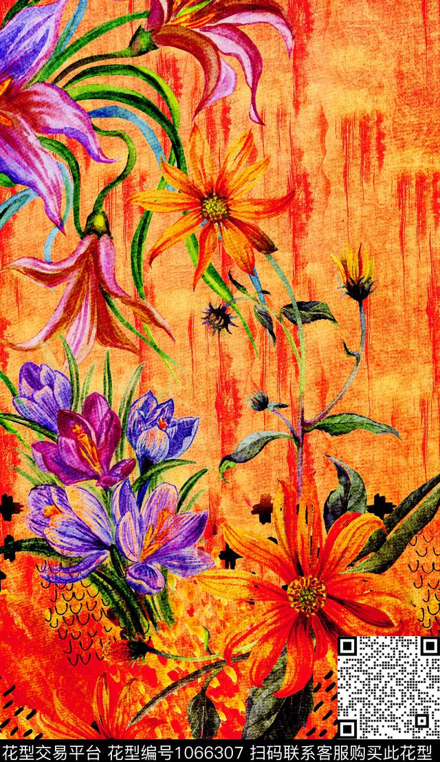 数码华亿平台民族风定位花数码印花华亿平台下载（图片编号: 1066307） - 瓦栏（Walan）