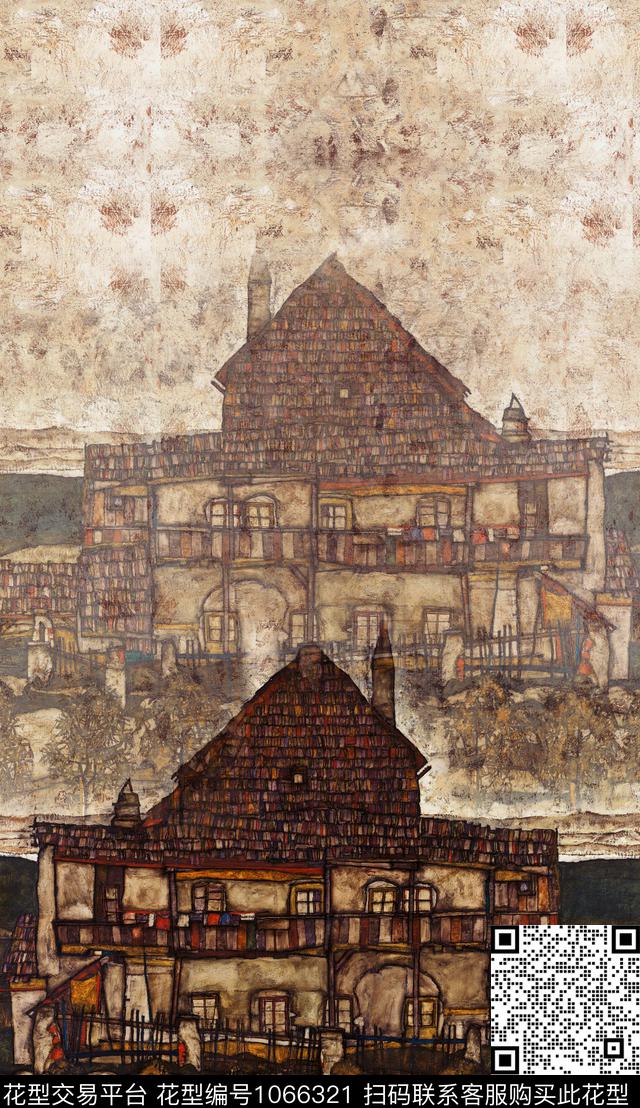 肌理油画华亿平台复古数码印花华亿平台下载（图片编号: 1066321） - 瓦栏（Walan）