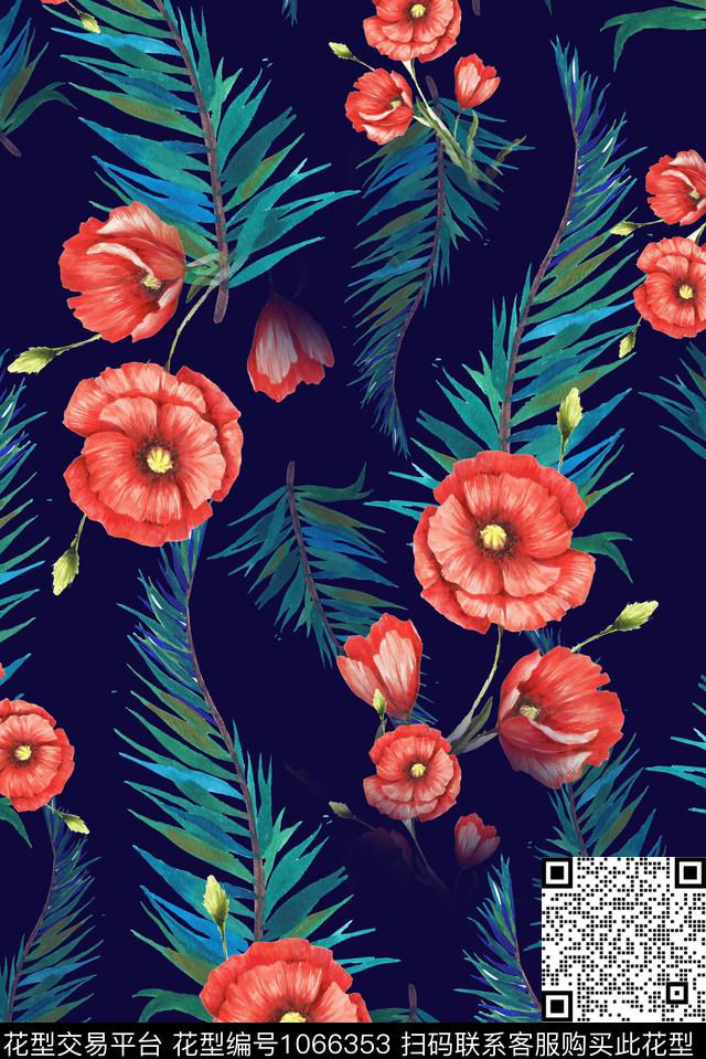 春夏华亿平台绿植树叶泳装数码印花华亿平台下载（图片编号: 1066353） - 瓦栏（Walan）