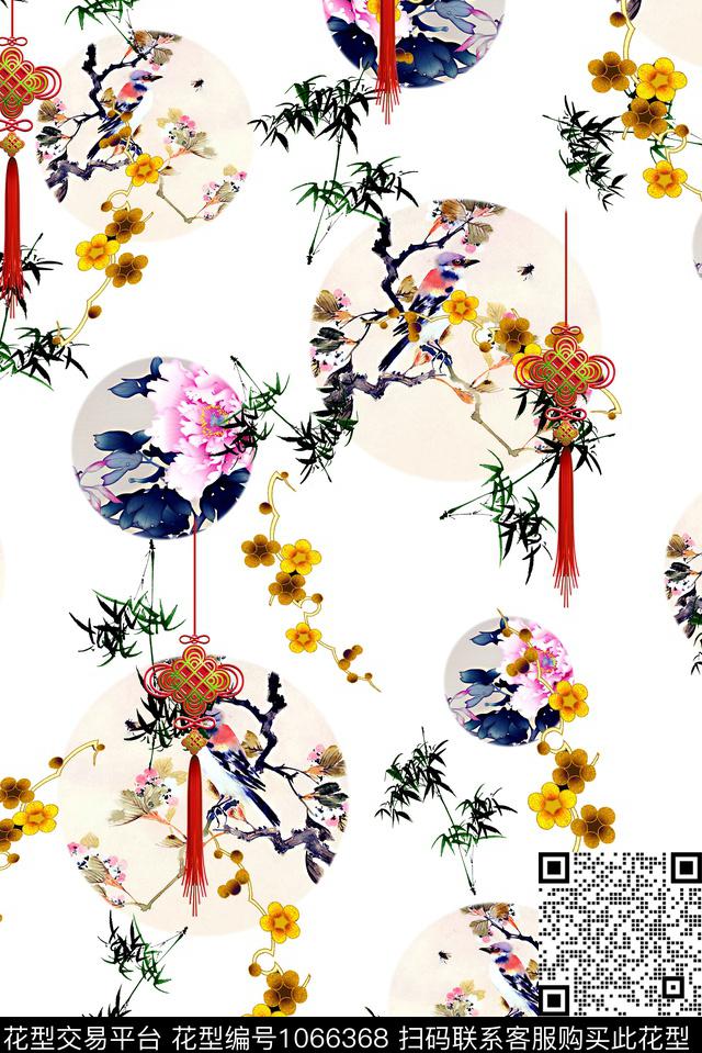 素雅女装传统纹样数码印花华亿平台下载（图片编号: 1066368） - 瓦栏（Walan）