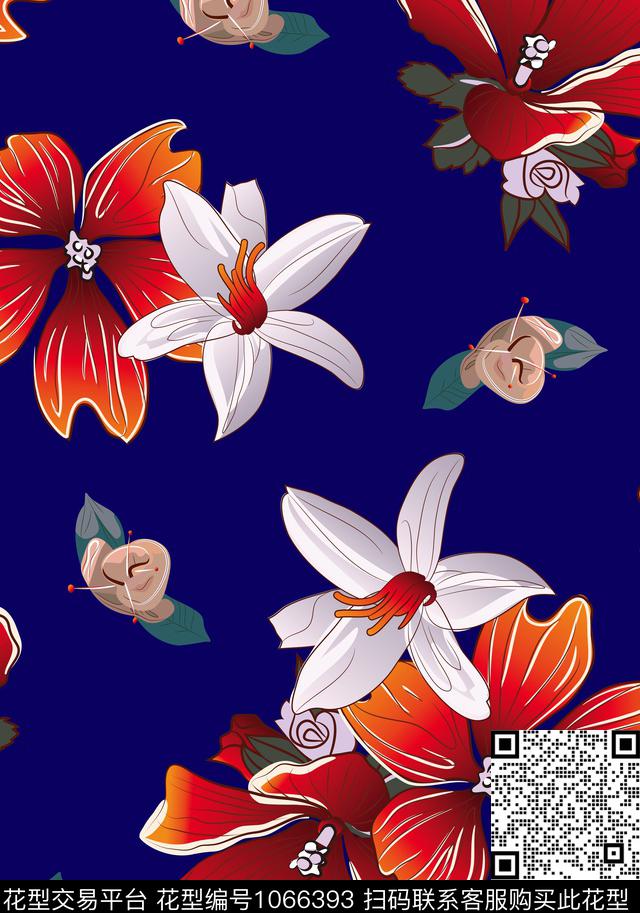 趣味花卉潮牌数码印花华亿平台下载（图片编号: 1066393） - 瓦栏（Walan）