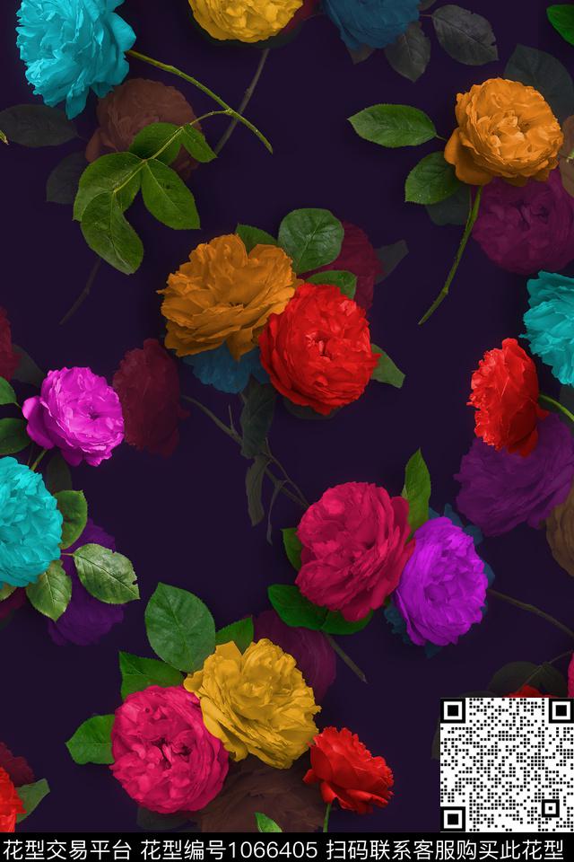 民族风花卉1/2接数码印花华亿平台下载（图片编号: 1066405） - 瓦栏（Walan）