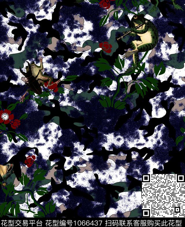 树枝青蛙迷彩数码印花华亿平台下载（图片编号: 1066437） - 瓦栏（Walan）