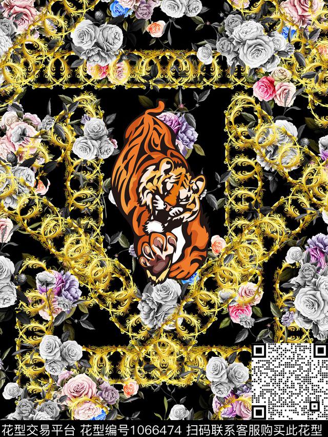男装花卉老虎数码印花华亿平台下载（图片编号: 1066474） - 瓦栏（Walan）