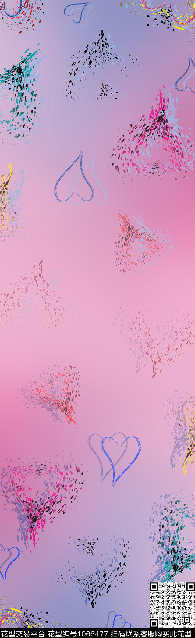 围巾爱心肌理数码印花华亿平台下载（图片编号: 1066477） - 瓦栏（Walan）