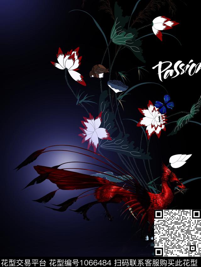 插画火狐荷花数码印花华亿平台下载（图片编号: 1066484） - 瓦栏（Walan）