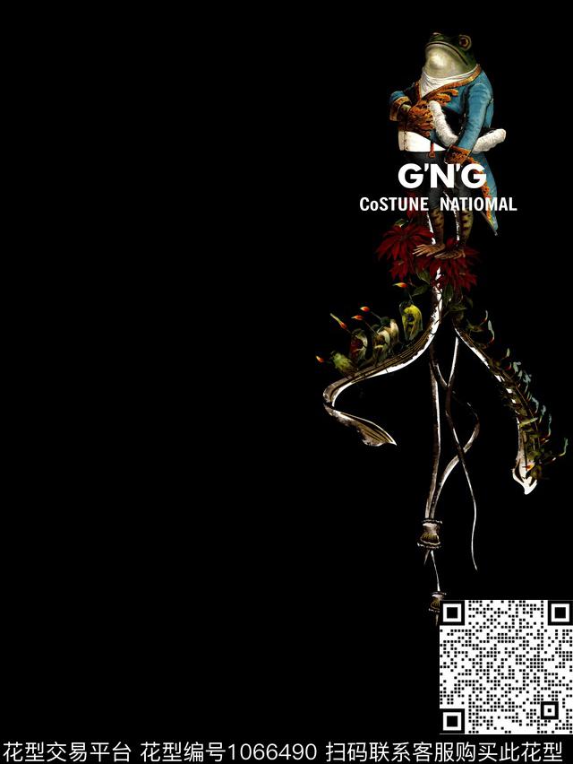 花卉青蛙拟人数码印花华亿平台下载（图片编号: 1066490） - 瓦栏（Walan）