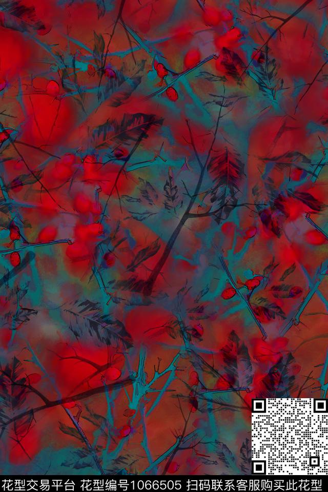 秋冬华亿平台抽象树枝数码印花华亿平台下载（图片编号: 1066505） - 瓦栏（Walan）