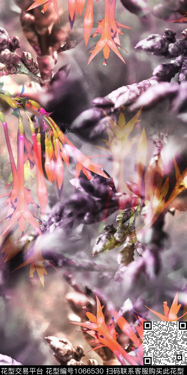 数码华亿平台抽象花卉数码印花华亿平台下载（图片编号: 1066530） - 瓦栏（Walan）