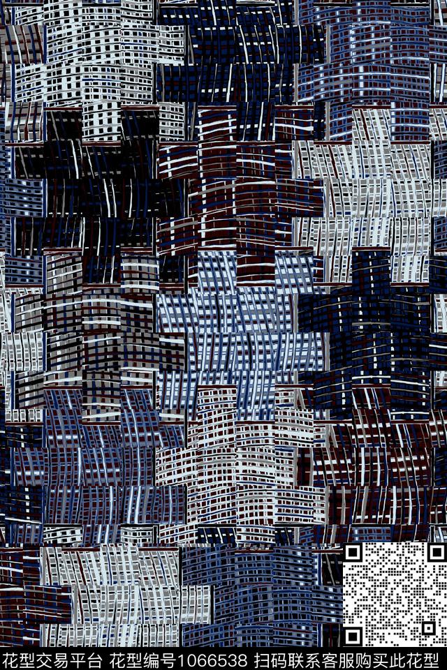 抽象男装几何数码印花华亿平台下载（图片编号: 1066538） - 瓦栏（Walan）