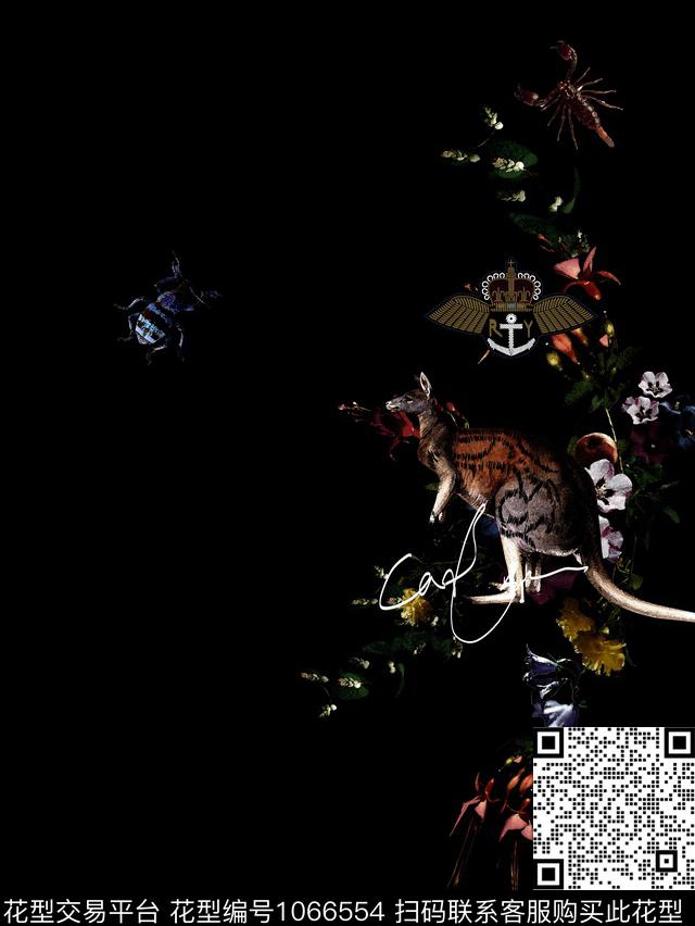 袋鼠花卉数码印花华亿平台下载（图片编号: 1066554） - 瓦栏（Walan）