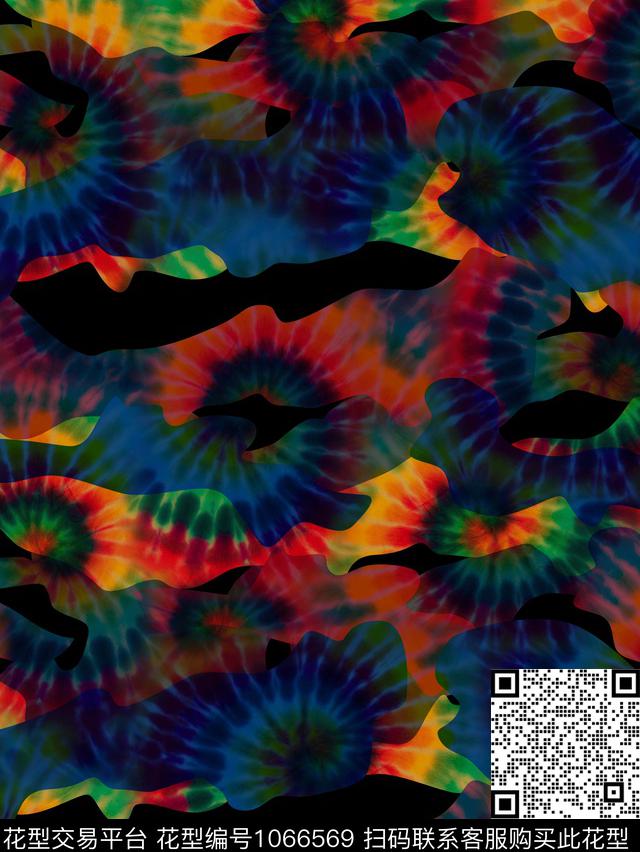 抽象男装扎染华亿平台数码印花华亿平台下载（图片编号: 1066569） - 瓦栏（Walan）