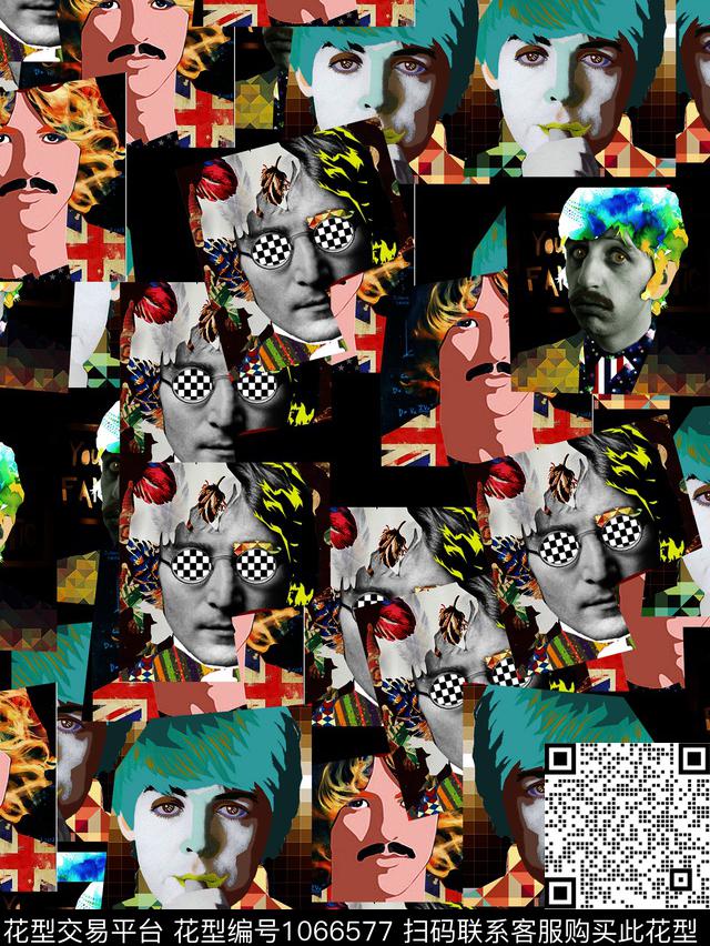 抽象男装复古数码印花华亿平台下载（图片编号: 1066577） - 瓦栏（Walan）