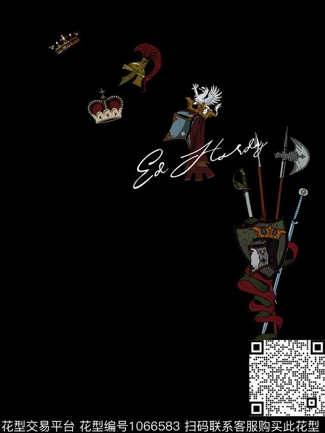 字母剑头盔数码印花华亿平台下载（图片编号: 1066583） - 瓦栏（Walan）