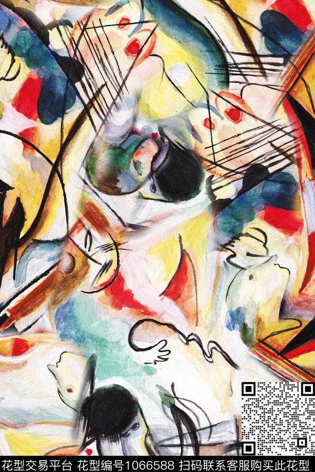 数码华亿平台民族风抽象数码印花华亿平台下载（图片编号: 1066588） - 瓦栏（Walan）
