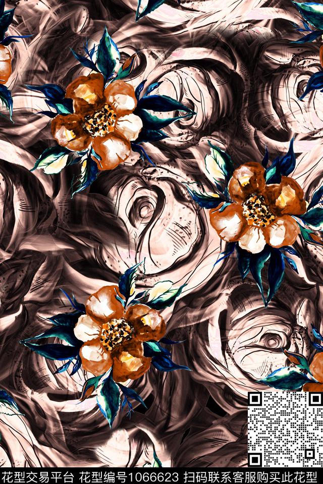 数码华亿平台民族风抽象数码印花华亿平台下载（图片编号: 1066623） - 瓦栏（Walan）