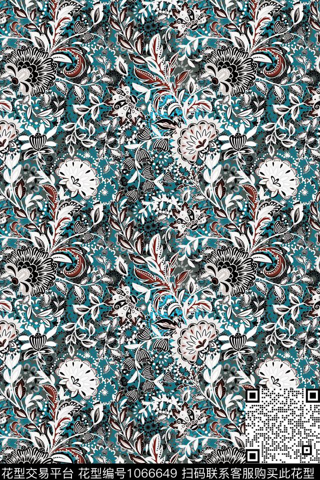 数码华亿平台民族风佩斯利数码印花华亿平台下载（图片编号: 1066649） - 瓦栏（Walan）