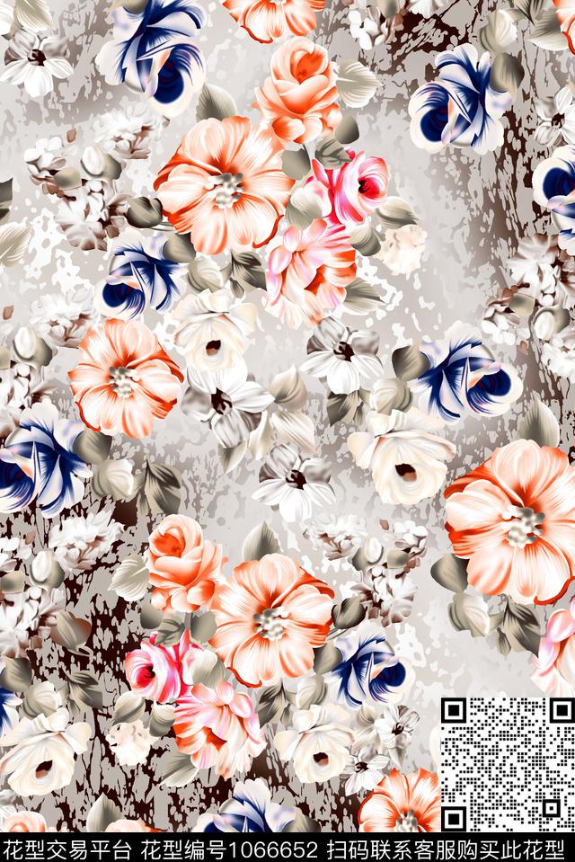 数码华亿平台民族风花卉数码印花华亿平台下载（图片编号: 1066652） - 瓦栏（Walan）