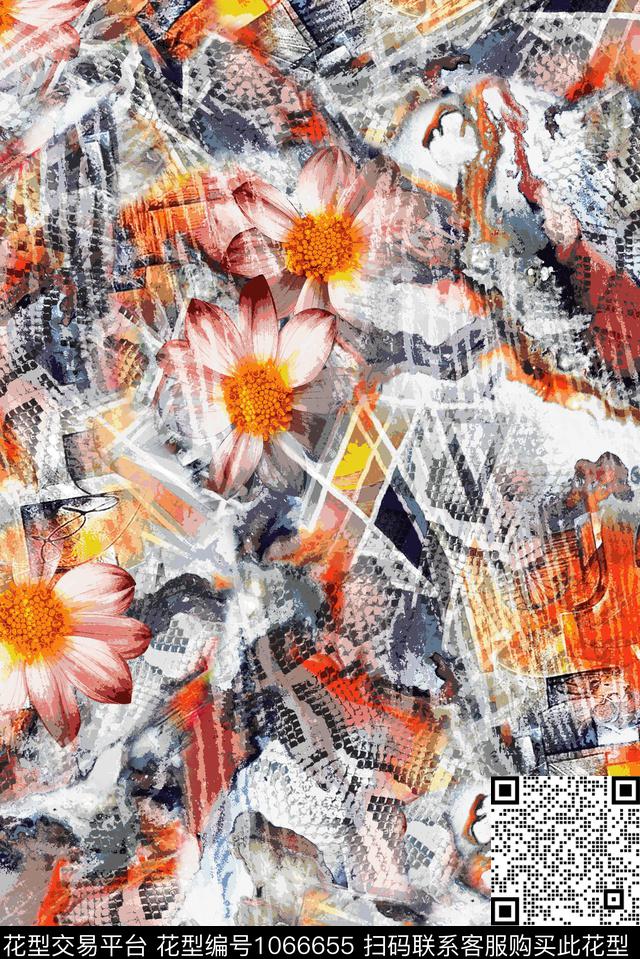 数码华亿平台民族风花卉数码印花华亿平台下载（图片编号: 1066655） - 瓦栏（Walan）