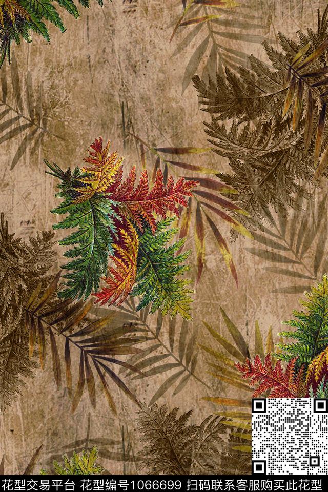 数码华亿平台女装绿植树叶数码印花华亿平台下载（图片编号: 1066699） - 瓦栏（Walan）