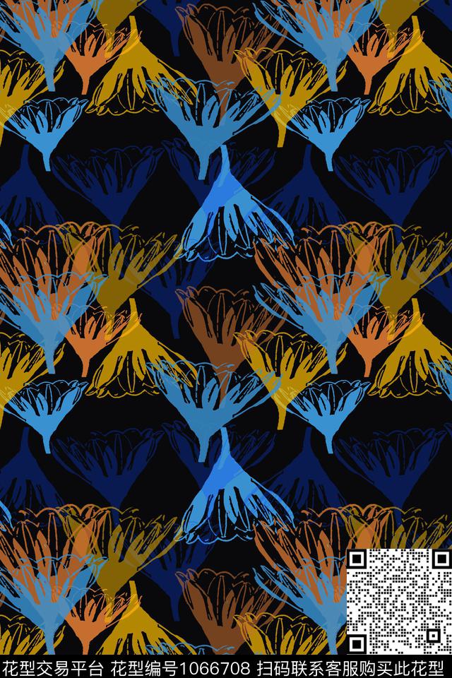 抽象花卉男装休闲花卉叶子组合数码印花华亿平台下载（图片编号: 1066708） - 瓦栏（Walan）