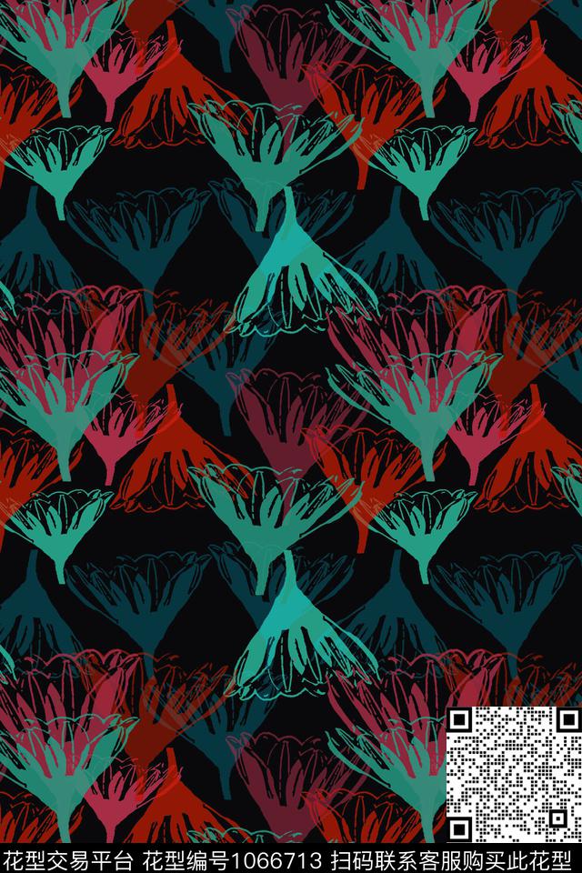 抽象花卉男装休闲花卉叶子组合数码印花华亿平台下载（图片编号: 1066713） - 瓦栏（Walan）