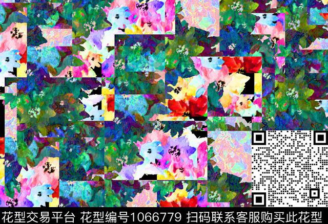 数码华亿平台抽象花卉数码印花华亿平台下载（图片编号: 1066779） - 瓦栏（Walan）