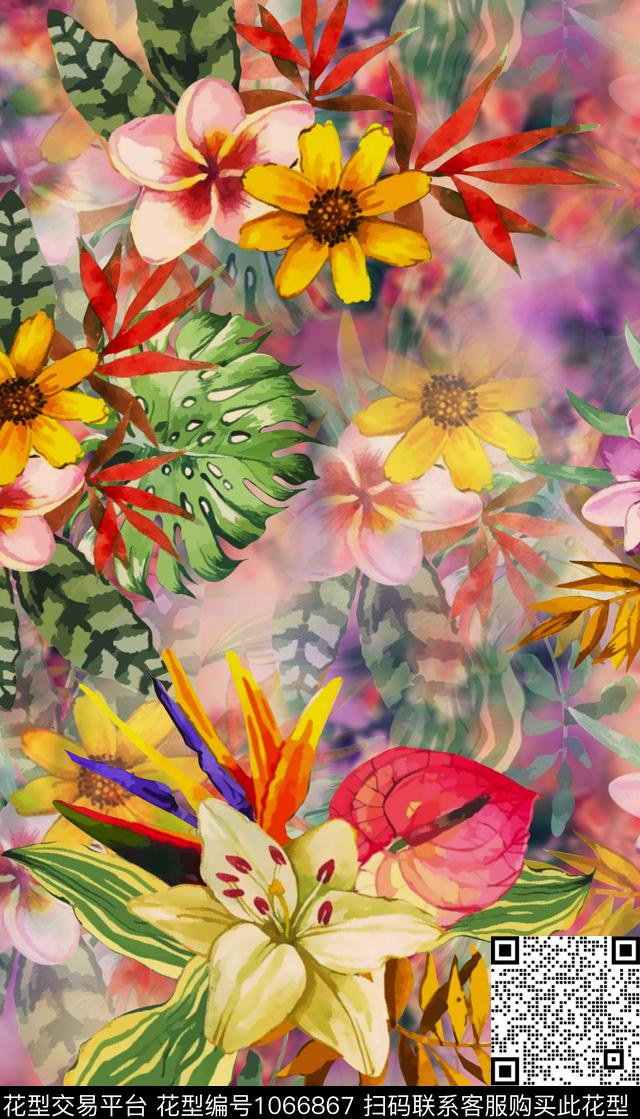数码华亿平台花卉女装数码印花华亿平台下载（图片编号: 1066867） - 瓦栏（Walan）