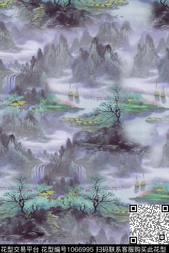 中国风数码华亿平台国画数码印花华亿平台下载（图片编号: 1066995） - 瓦栏（Walan）