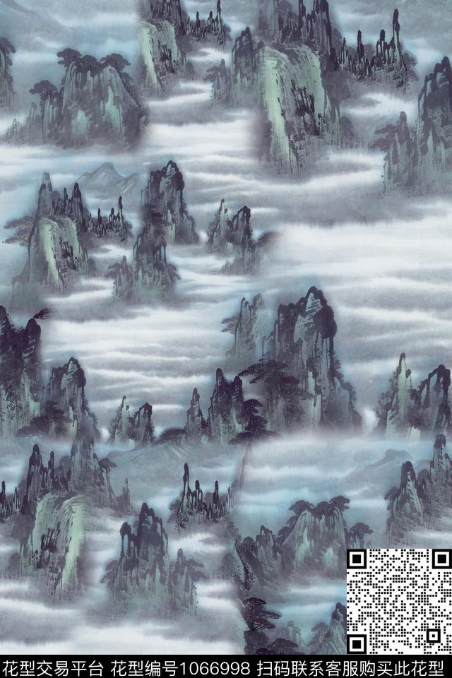 中国风数码华亿平台国画数码印花华亿平台下载（图片编号: 1066998） - 瓦栏（Walan）