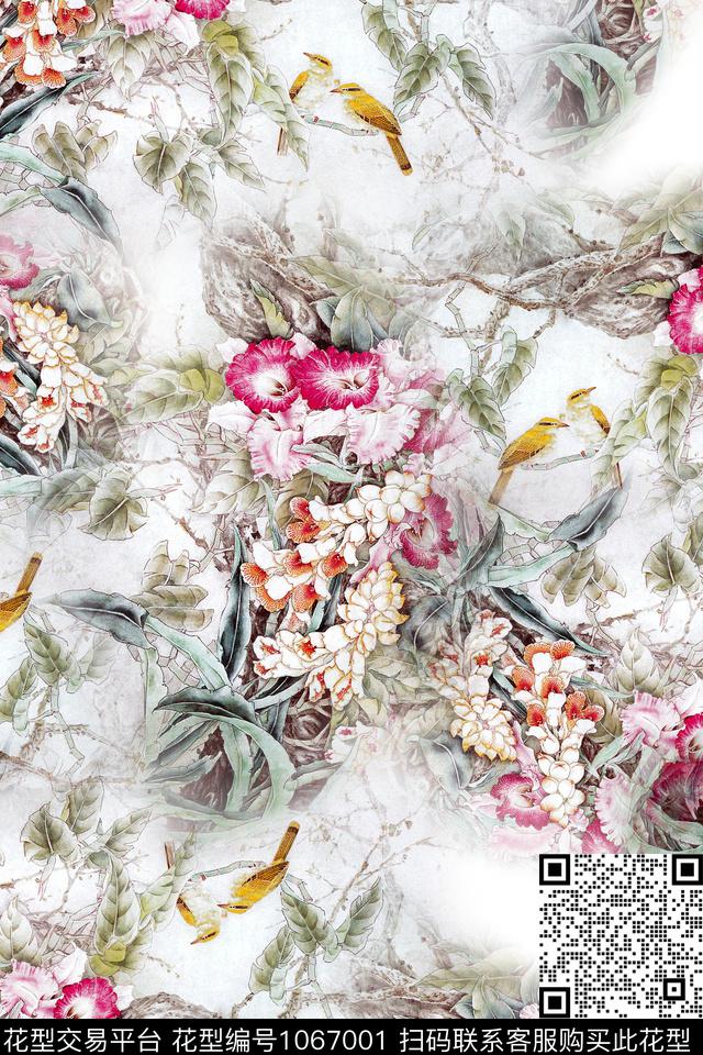 数码华亿平台花卉中国风数码印花华亿平台下载（图片编号: 1067001） - 瓦栏（Walan）