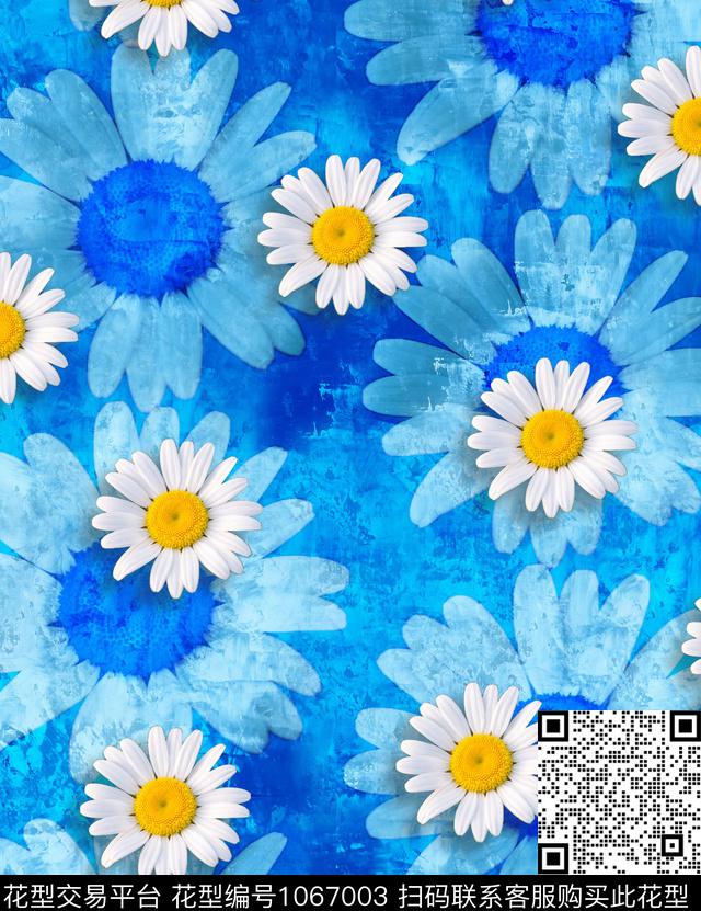 花卉清爽底花卉大牌风数码印花华亿平台下载（图片编号: 1067003） - 瓦栏（Walan）