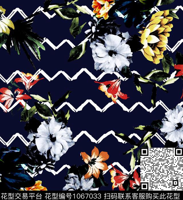 黑底花卉数码华亿平台春夏华亿平台数码印花华亿平台下载（图片编号: 1067033） - 瓦栏（Walan）