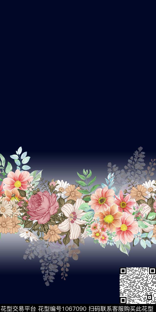 定位花纯色底花卉数码印花华亿平台下载（图片编号: 1067090） - 瓦栏（Walan）