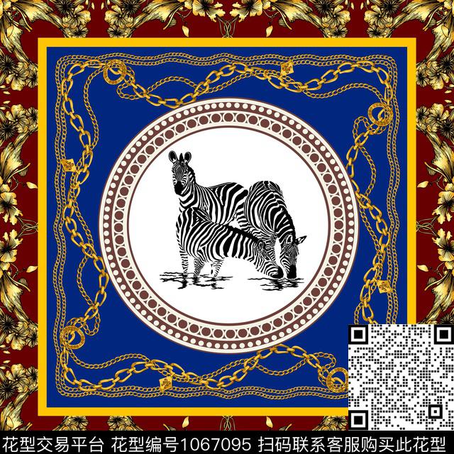 斑马方巾金色花纹数码印花华亿平台下载（图片编号: 1067095） - 瓦栏（Walan）
