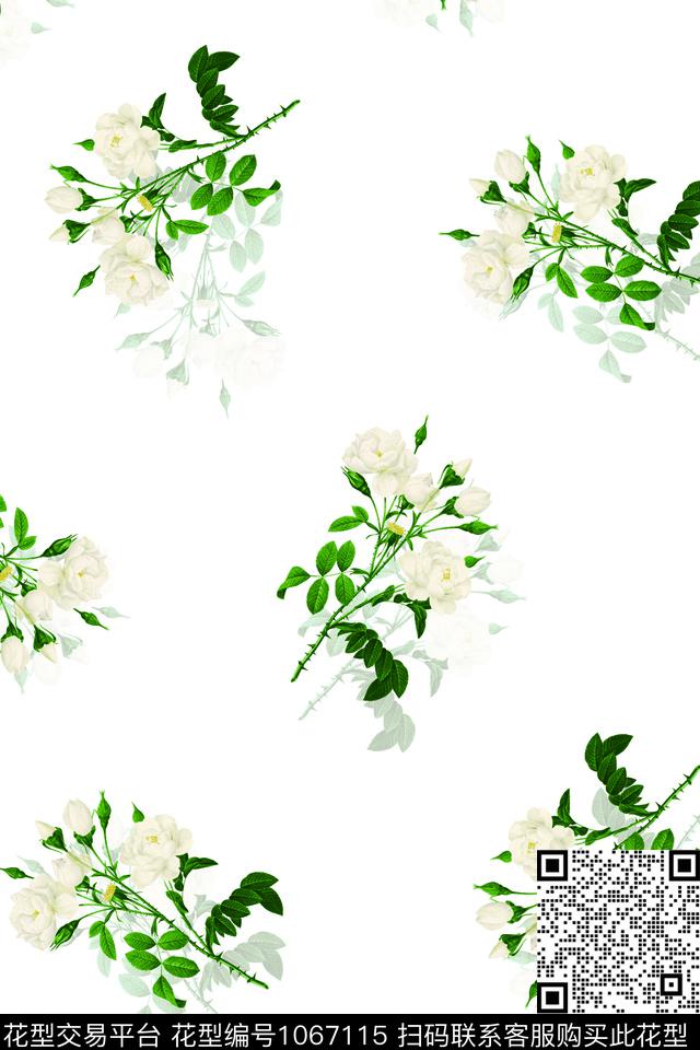 数码华亿平台小碎花月季花数码印花华亿平台下载（图片编号: 1067115） - 瓦栏（Walan）